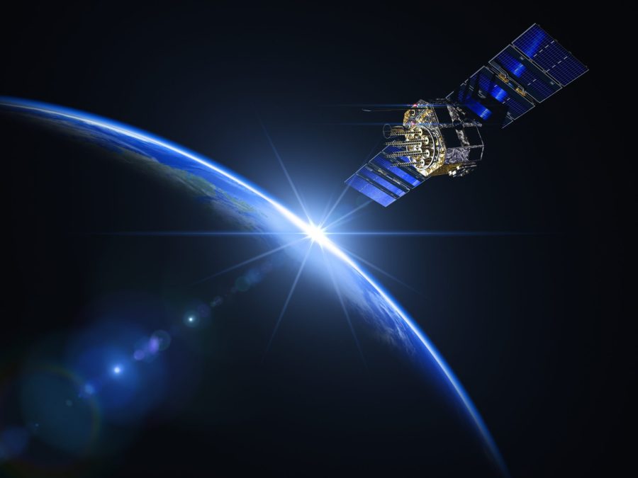 communications satellite in space